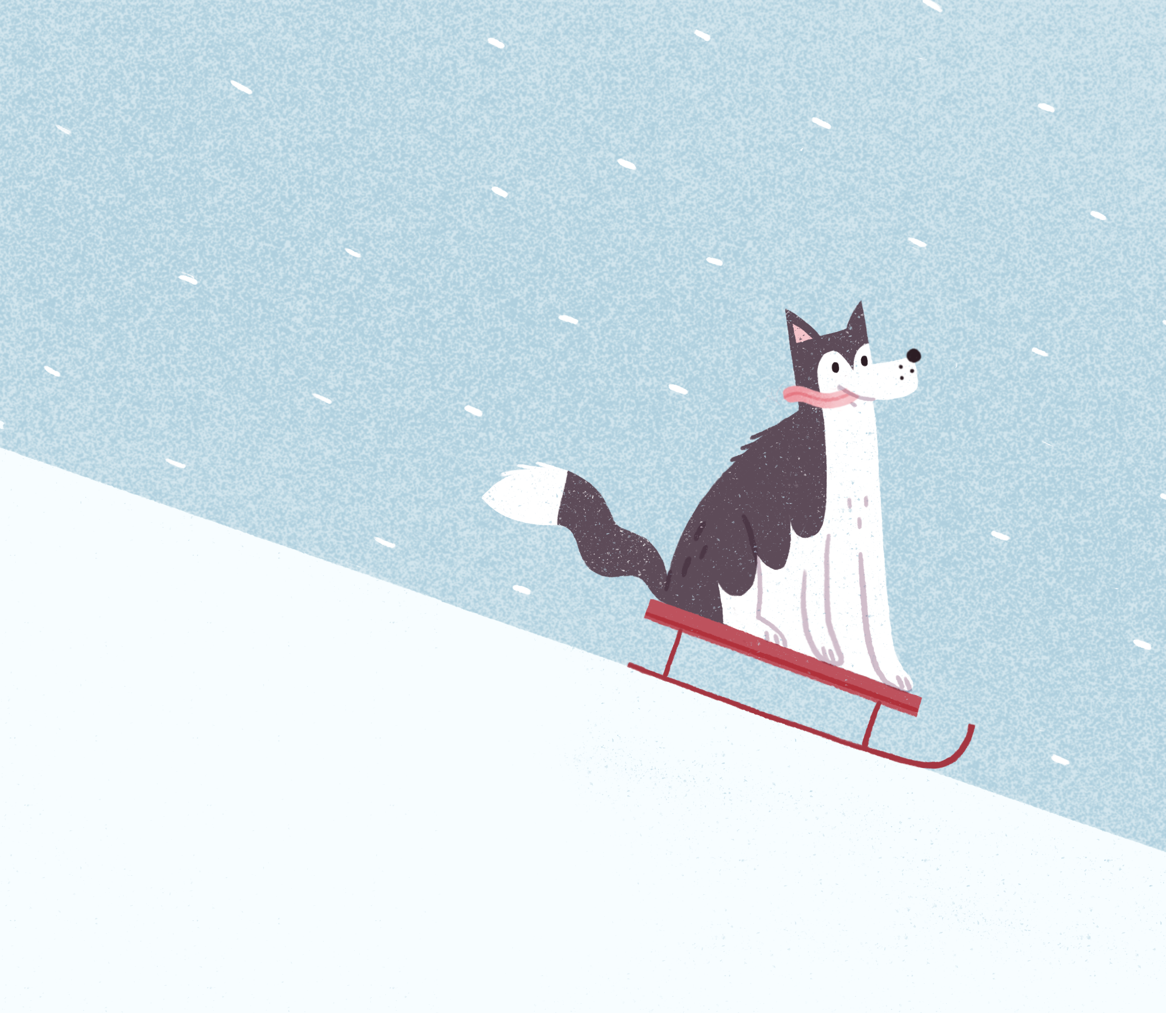 Winter Fun character dog fun husky illustration pleasure procreate sleigh snow speed texture tongue winter