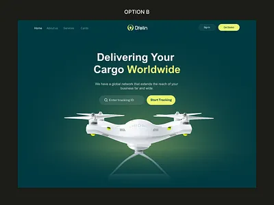 Hero Section for Logistics Firm Ofelin cargo drone delivery landing page logistics website shipment shipment landingpage shipment website shipping shipping website