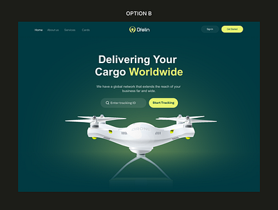 Hero Section for Logistics Firm Ofelin cargo drone delivery landing page logistics website shipment shipment landingpage shipment website shipping shipping website