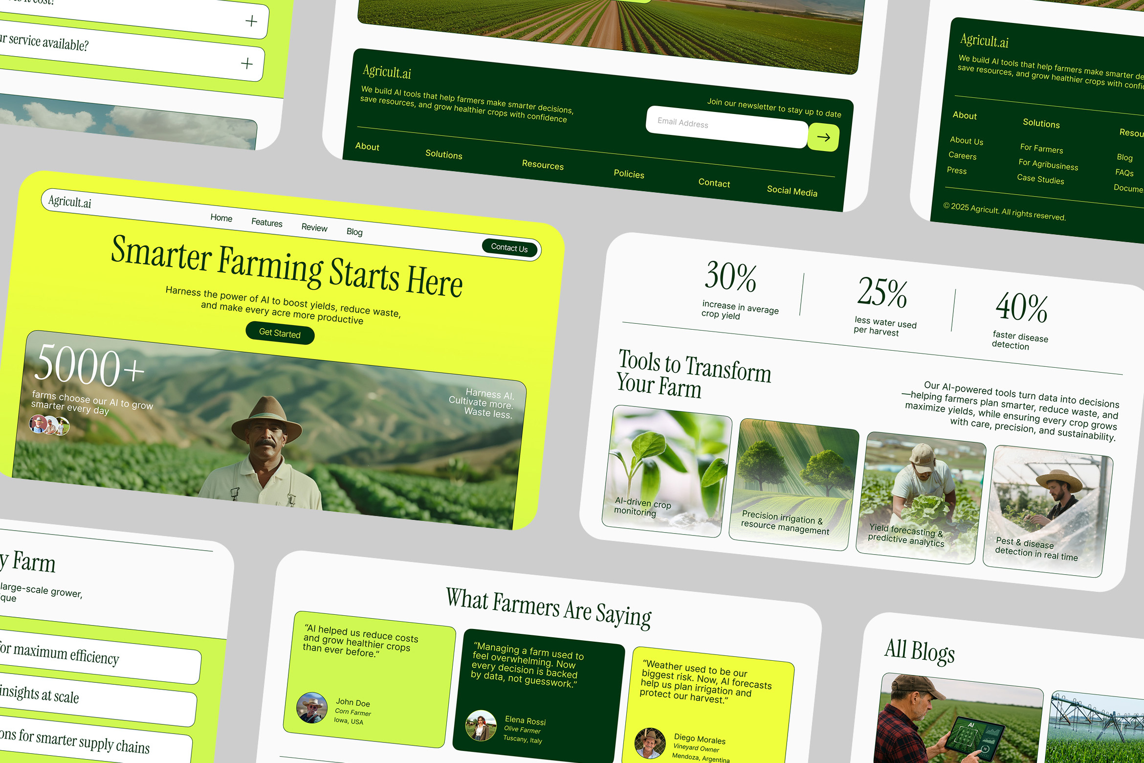 AI Powered Agriculture Landing Page agricultural agriculture artificial intelligence clean farm figma landing page marketing modern saas ui ui ux website