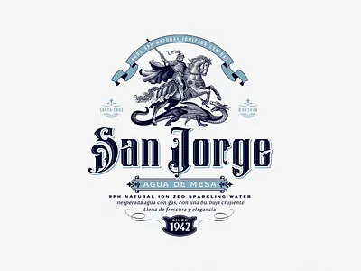 San Jorge - Label Design branding design drawing engraving graphic design illustration logo packaging saint typography vintage