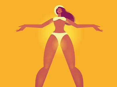 The Miami Mist character colors flat girl hair illustration light minimal minimalist perspective summer sun sunbath swimsuit woman