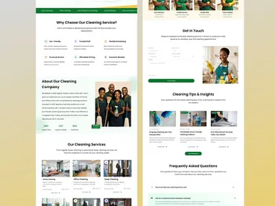 Cleaning Services Landing Page Design branding cleaning services design figma framer homecare housekeeping illustration landing page modern design responsive design service website ui uiux web design website design