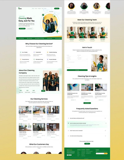Cleaning Services Landing Page Design branding cleaning services design figma framer homecare housekeeping illustration landing page modern design responsive design service website ui uiux web design website design