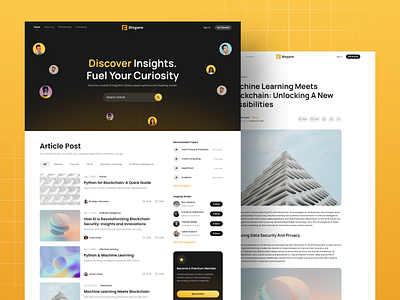 Blogane - Blog & News Landing Page article blog clean design feed framer hero section landing page media mobile news online reading template ui ui kit ux web design webflow website