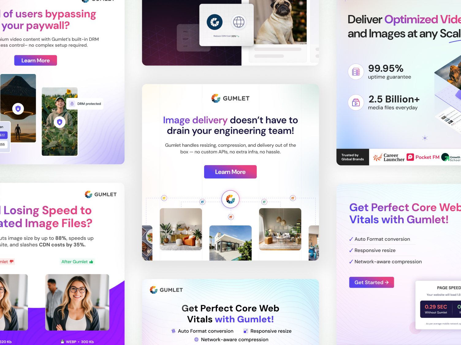 Gumlet Ad Creatives by GrowthSpree ad creatives ads ads design creatives graphic design linkedin ads meta ads social media ad social media banner