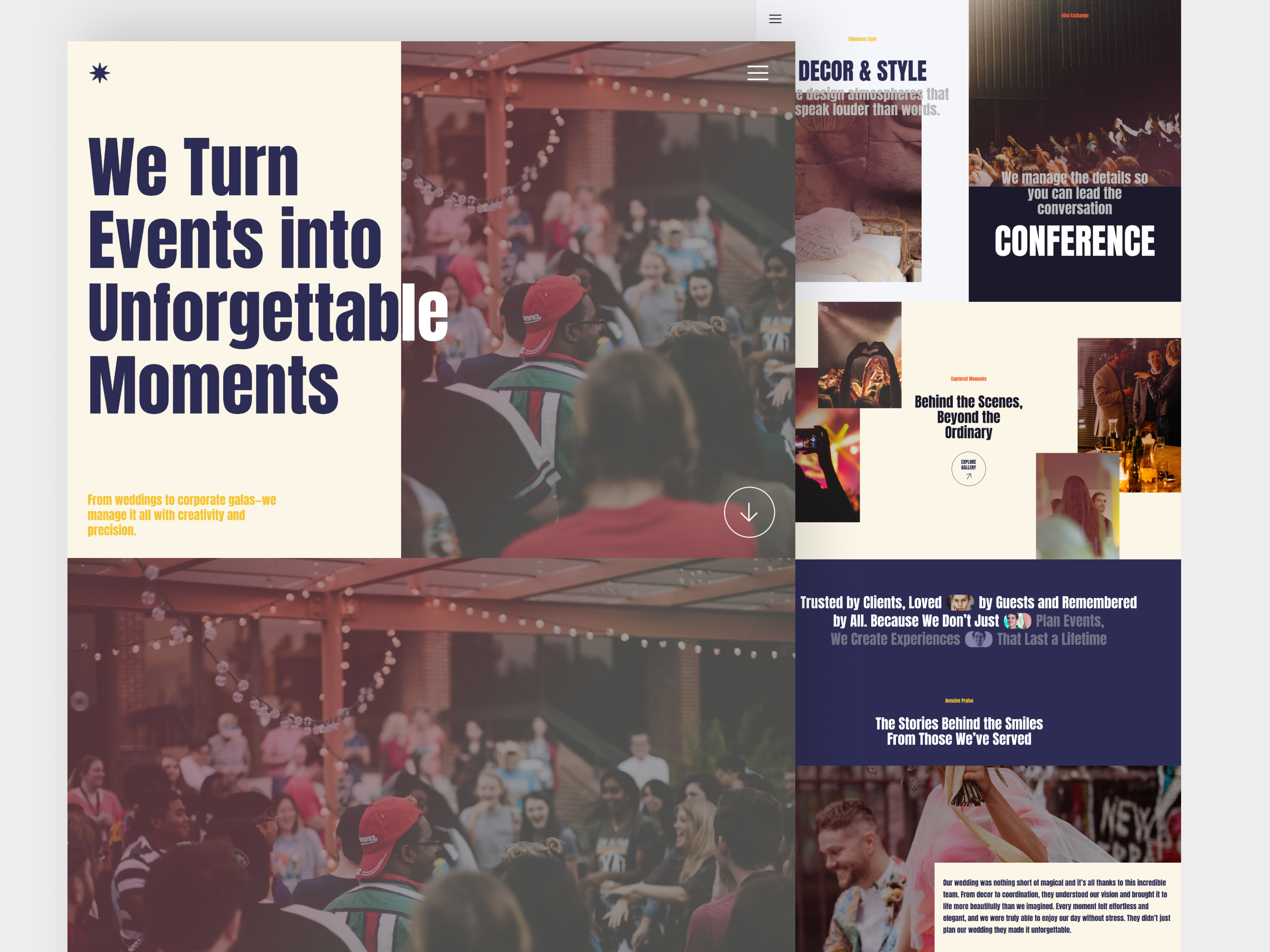 Event Management Landing Page bold design bold ui clean ui event event landing page event management landing page modern design responsive design ui design website design