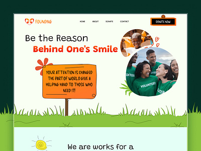 Founding - Charity Donation Landing page branding charity community crowdfunding design donation figma foundation fund landing landing page organization page platform social ui uiux website wordpress