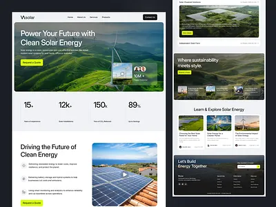 Nirusolar - Renewable Solar Energy Landing Page design eco friendly environmental green energy landing landing page nature renewable energy landing page solar electricity solar energy landing page solar energy website solar power solar system sustainable turbine electricity ui ux website wind turbine