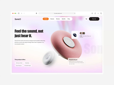 Product Landing Page Design | Smart Speaker Website ecommerce ecommerce landing page ecommerce website landing page landing page design product product design product detail product features product page design speaker speaker design speaker landing page user interface ux ui web design website website design
