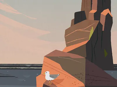 Seagull 2d illustration landscape nature sea seagull