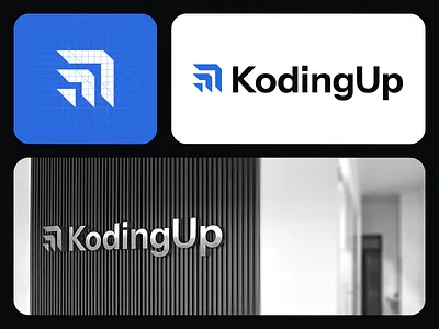 KodingUp Logo arrow brand clean code coding geometric grid identity improve launch logo mark scale symbol triangle upwards
