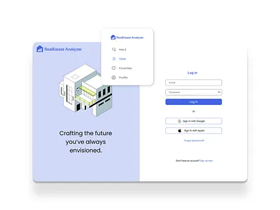 Real Estate Analyzer – Login & Navigation ✨ app appdesign design graphic design illustration log in logo ui ux