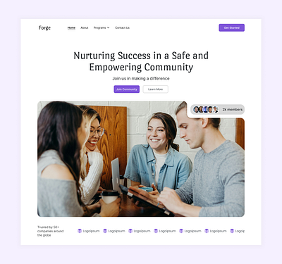 Simple Website Hero Section Design community website ui design hero section design template website ui designer websiteuidesign websiteuidesigner