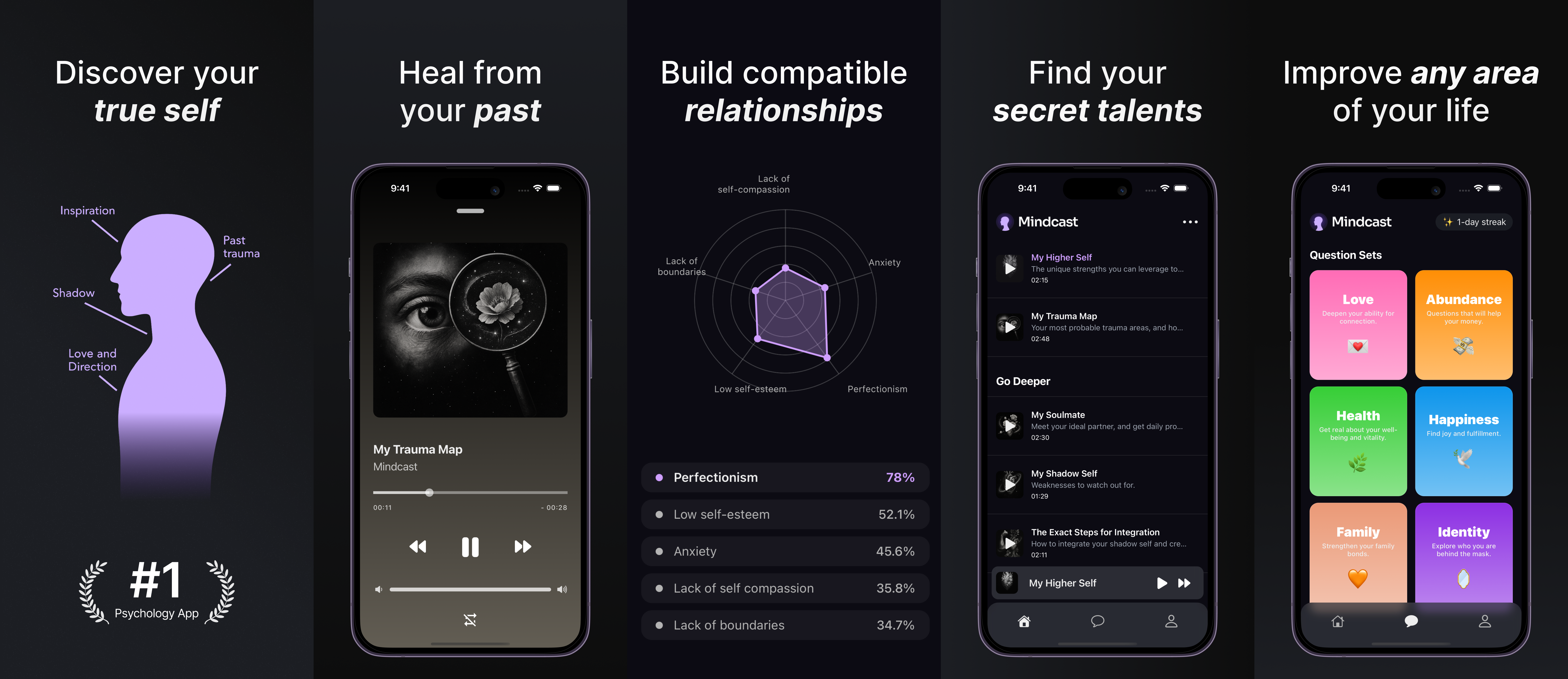 Mindcast: Self-discovery App app app store mobile app screenshots