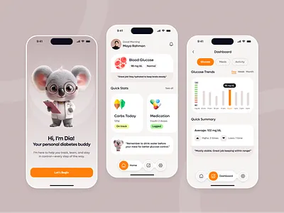 AI Diabetes Tracker App ai ai app app blood sugar diabetic diabetic app glucose glucose tracker healthcare insulin ios ios app medical app mobile app sugar tracker ui ui ux