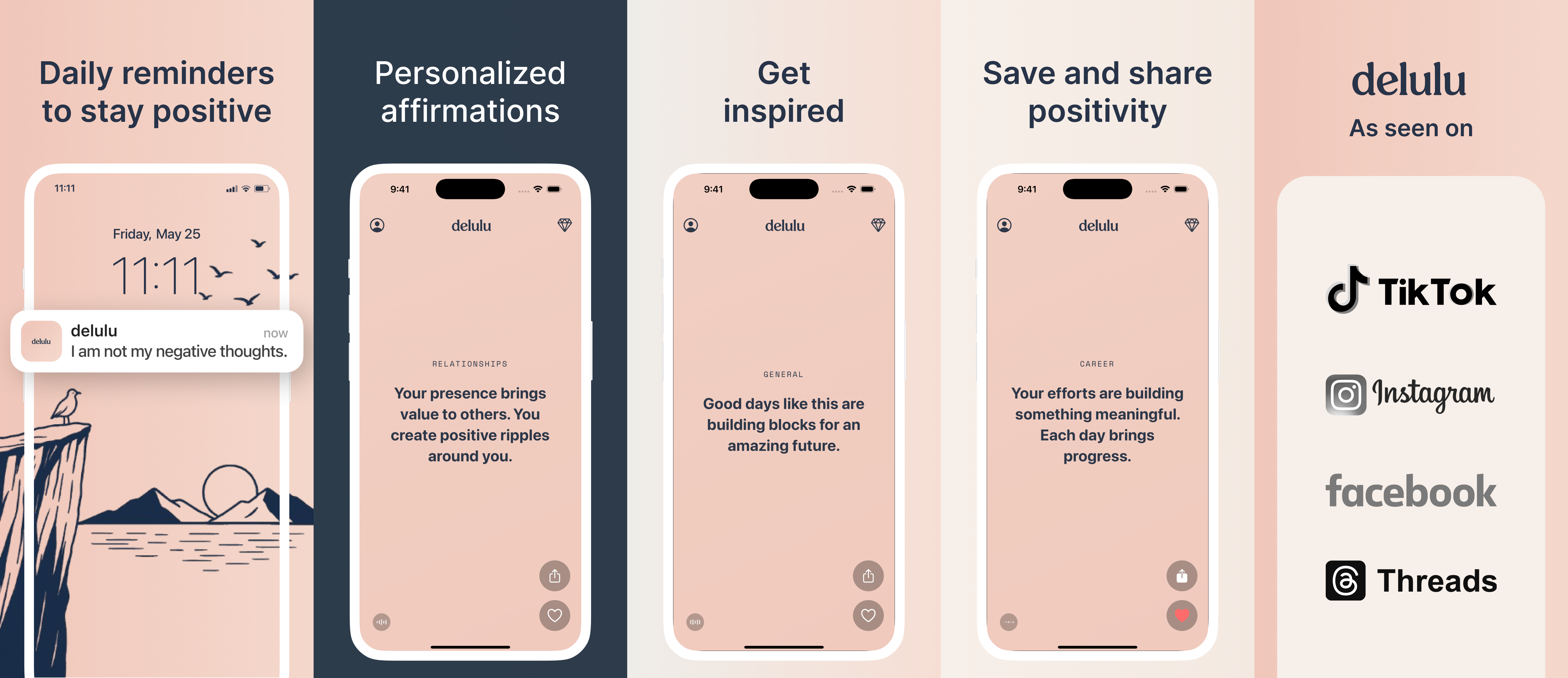 Delulu - Daily Affirmations App app app store mobile app screenshots