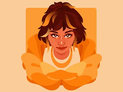 Bloom digital art digital illustration flower girl illustration orange vector vector illustration yellow