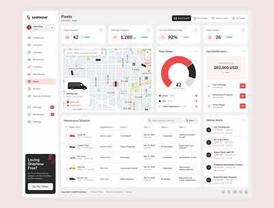 ShipNow Fleets Page – Shipping Management Dashboard dashboard ui kit figma dashboard fleet control fleet manager tool fleet operations fleet page design fleet tracking system fleet visibility logistics dashboard mobile logistics responsive dashboard shipping admin shipping ui tablet responsive ui transport management ui inspiration ui showcase ui trends