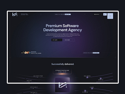 Dark-mode branding and website for a premium software agency adobe xd figma graphic design it software ux webdesign