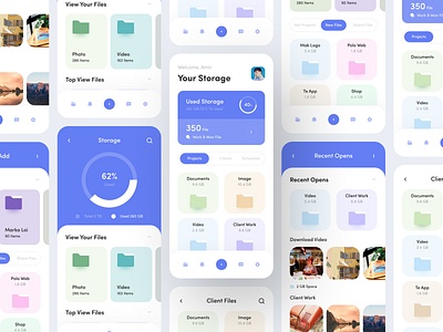 Cloud Storage Mobile App UI app design app redesign app ui clean app cloud cloud app cloud storage drive google drive minimal app online storage storage