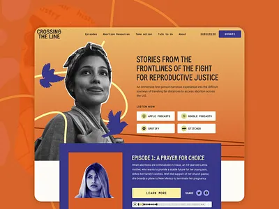 Crossing the Line Podcast Website abortion graphic illustration modern podcast reproductive rights web design website women womens rights