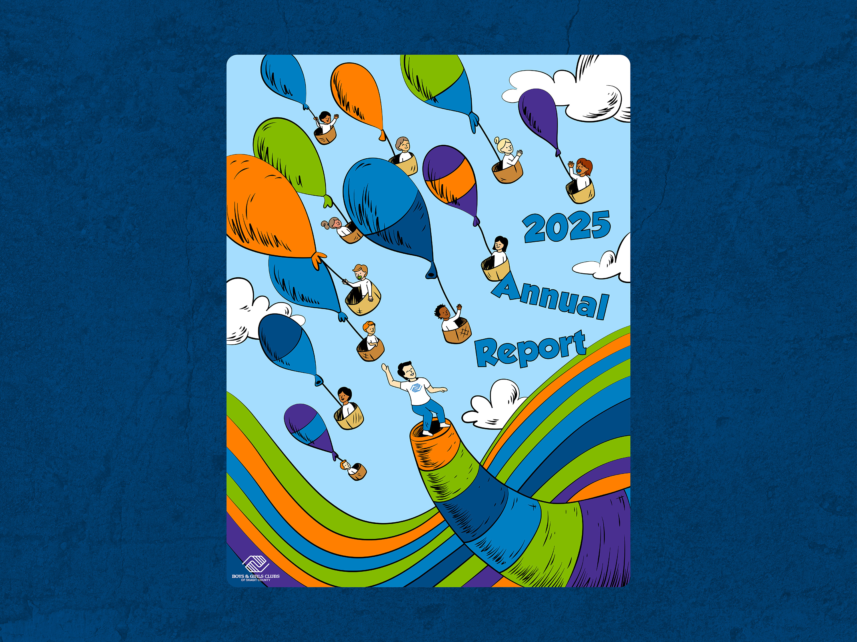 Dr. Seuss Inspired Annual Report Cover art balloons book character characters colorful concept cover creative cute design illustration playful report vector whimsical whimsy