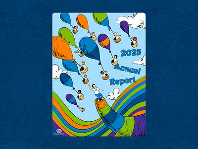 Dr. Seuss Inspired Annual Report Cover art balloons book character characters colorful concept cover creative cute design illustration playful report vector whimsical whimsy