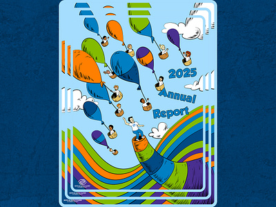 Dr. Seuss Inspired Annual Report Cover art balloons book character characters colorful concept cover creative cute design illustration playful report vector whimsical whimsy