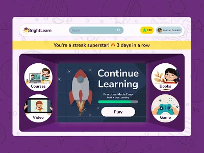 ✨ Bright Learn – Fun Learning & Child Development App childdevelopment edtech gamification kidsapp learningapp ui uiux webapp