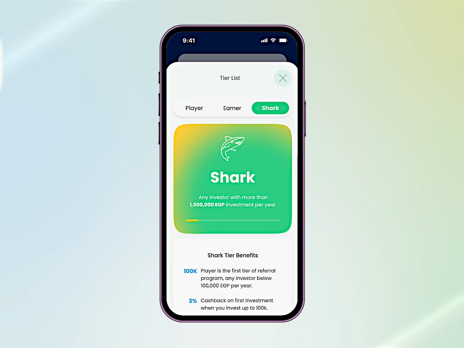 Pricing and Tier List design - Hessa App app investing pricing profile real estate settings subscription tier