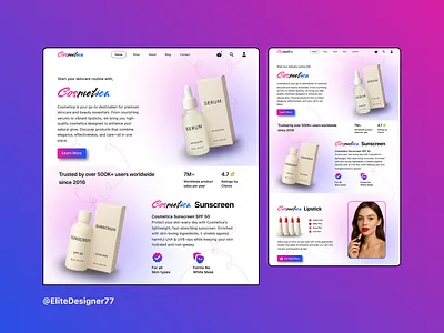 Cosmetica - Modern Makeup and Skin Care Routine Website brand design branding business website design figma framer graphic design illustration logo mobile app design mobile ui product design responsive design ui uiux ux vector website website design