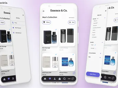 Filtering and sorting screens design e commerce filtering mobile app sorting ui design