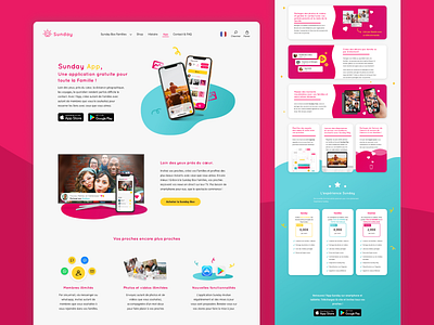 The Sunday App landing page application branding family fresh colors friends fun graphic design illustration landing page network sunday tv app web design website