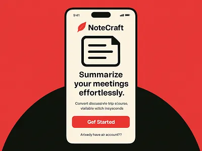 NoteCraft – Smart Meeting Summarizer UI Concept bangla localization bilingual interface branding creative design desktop and mobile app graphic design logo meeting summarizer app minimal ui design notecraft branding productivity tool red accent ui smart meeting assistant strategic design typography ui ux concept vector