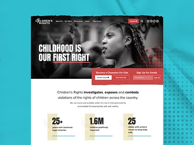 Children's Rights Homepage Concept children childrens rights focus areas grit impact nonprofit statistics texture tiles web design website welfare welfare system