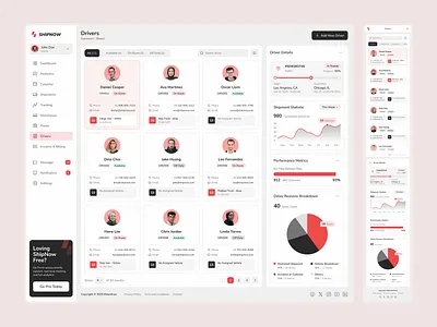 ShipNow Drivers Page – Shipping Management Dashboard admin panel design driver management driver tracking drivers dashboard figma ui logistics dashboard logistics system management ui mobile dashboard responsive ui shipping dashboard tablet friendly ui inspiration ui showcase ui trends uiux case study