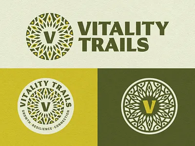 Vitality Trails Branding badge branding design illustration sun