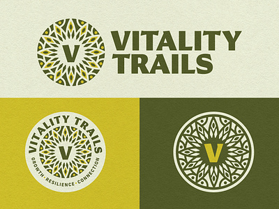 Vitality Trails Branding badge branding design illustration sun