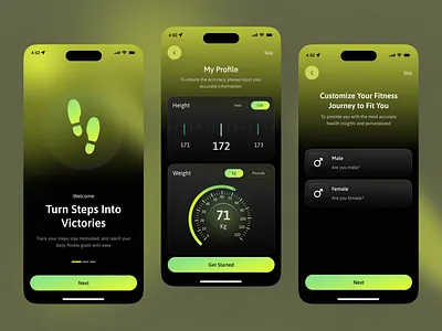 Step Tracker Mobile App activity tracker android android ios calories daily daily step fitness app fitness tracker fitness trainer app health tracker mobile app motion design onbording product design step tracker step tracker app design tracker ui kit workout app