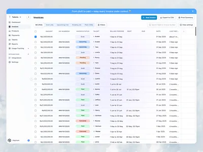 Payrium – Smart Invoice Dashboard Finance Exploration button clean design dashboard empty state finance app fintech interaction design invoice dashboard logo minimal design tab ui design uiux