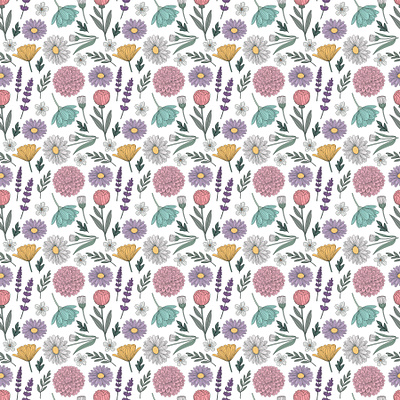 Vibrant Colourful Flowers Seamless Print colourful digital art florals flowers graphic design seamless seamless print vibrant