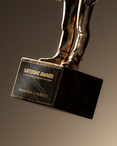 Satoshi Award - Nobitex’s 7th anniversary 3d 3d art 3d design 3d illustration 3d modeling 3d sculpture ai art ai design ai to 3d award design bronze sculpture campaign design character design concept design digital sculpture glass design hyper3d lookdev midjourney visual identity