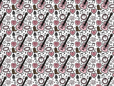 Country Popstar Seamless Pattern country cowboy digital pattern friendship guitar music popstar seamless seamless print