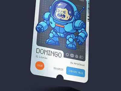 Domingo Card By Ro Uno 3d animation branding card character desig colectibles colection card futuristic graphic design illustration logo motion graphics ui y2k