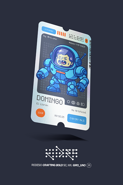 Domingo Card By Ro Uno 3d animation branding card character desig colectibles colection card futuristic graphic design illustration logo motion graphics ui y2k