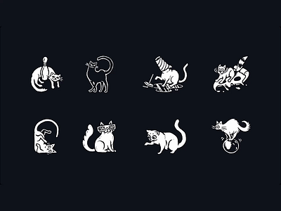 Funny Cat Illustrations branding cats funny icons identity illustrations silly spot graphics underbelly