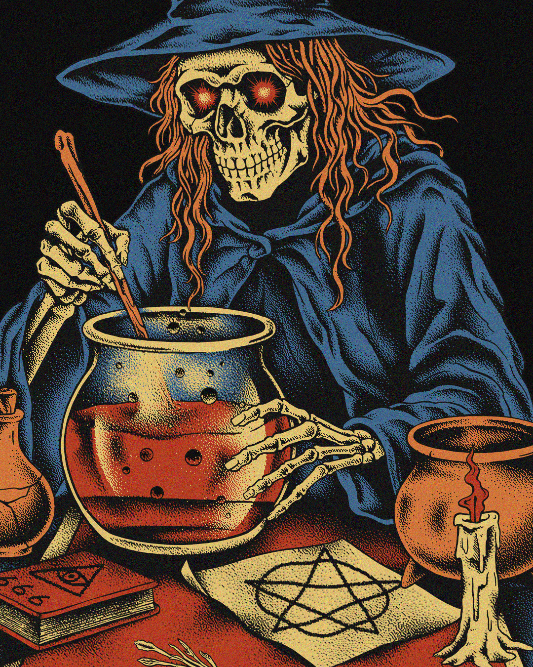 Necrobrew 2d apparel clothing comic dark art design freelancer gothic illustration screenprint skull spell t shirt vintage