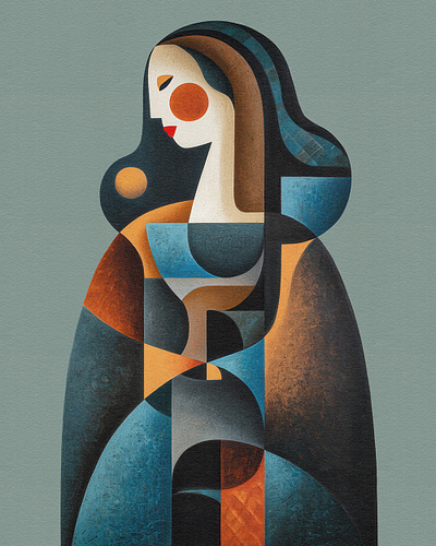 Cubist Elegance: Blue and Brown Plus-Size Portraits abstract ar abstract female art abstract women abstract women art art collection blue and brown paintings blue brown palett contemporary art contemporary cubism contemporary geometric art cubist portraits figurative abstract paintings figurative art geometric forms geometric modern art modern cubism modern cubist portraits plus size art series portrait series