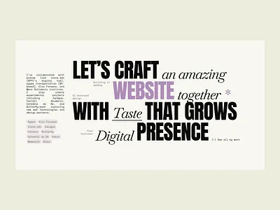 Portfolio - works section editorial editorial style minimal minimalistic swiss swiss style type typographic ui web design